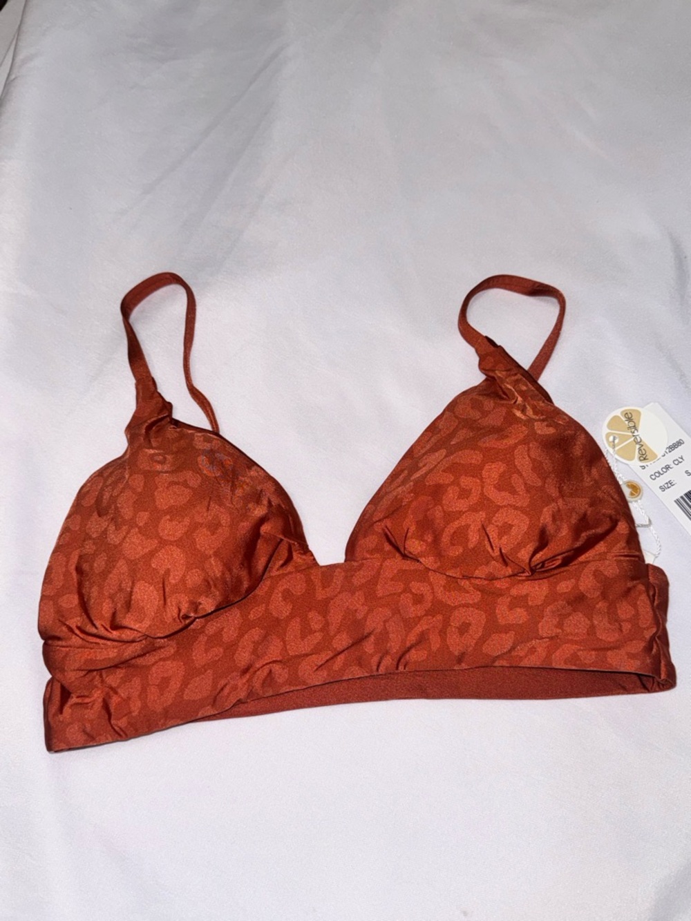 Women’s Rust Animal-Print Triangle Reversable Bikini Top Size S NWT